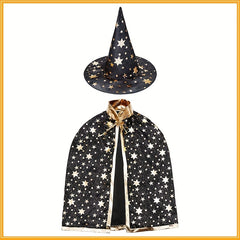 Kids Halloween Cosplay Cape & Hat Set