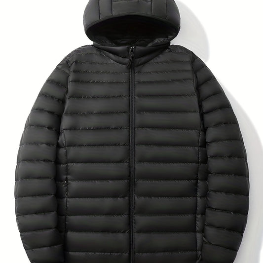 Classic Waterproof Hooded Puffer Jacket Men's Casual Loose Fit Duck Down Coat