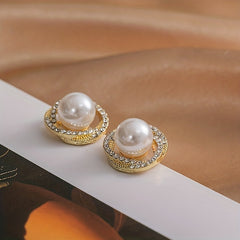 Vintage Faux Pearl Stud Earrings Ear Jewelry For Women