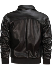 Men's Vintage PU Leather Jacket Warm Winter Motorcycle Coat