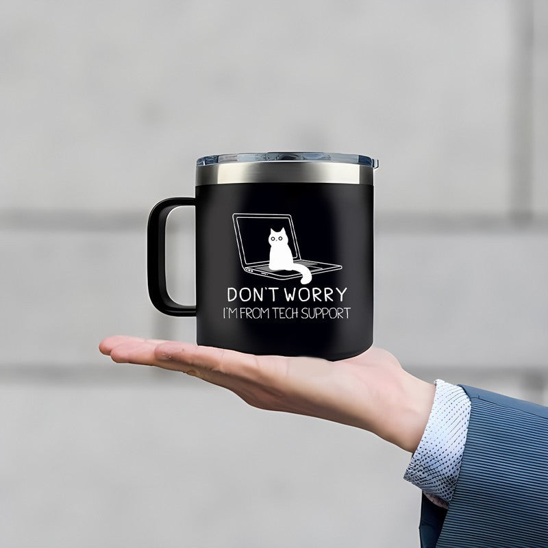 Tech Cat 14oz Stainless Steel Travel Mug Double Wall Vacuum Cup with Lid