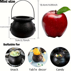 12pcs Mini Witch Cauldron Halloween Candy Buckets for Party Favors