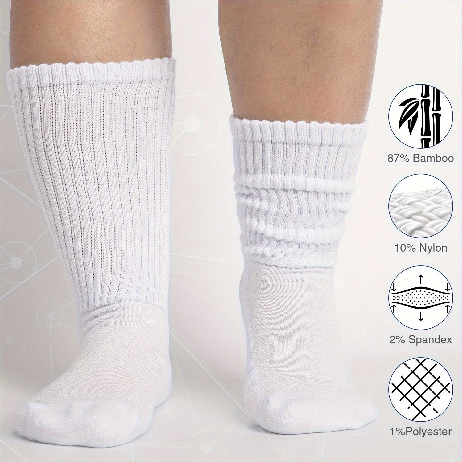 6 Pairs Non Binding Diabetic Socks Bamboo Fibre Loose Sock Extra Wide Calf
