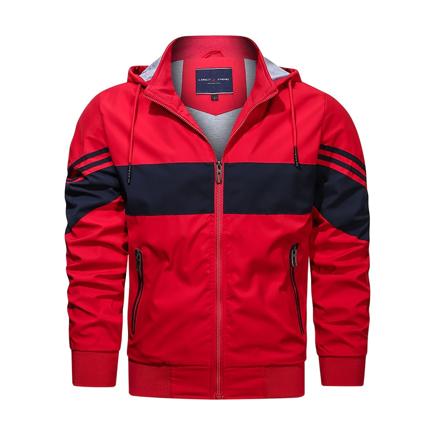 Men's Casual Striped Print Hooded Jacket