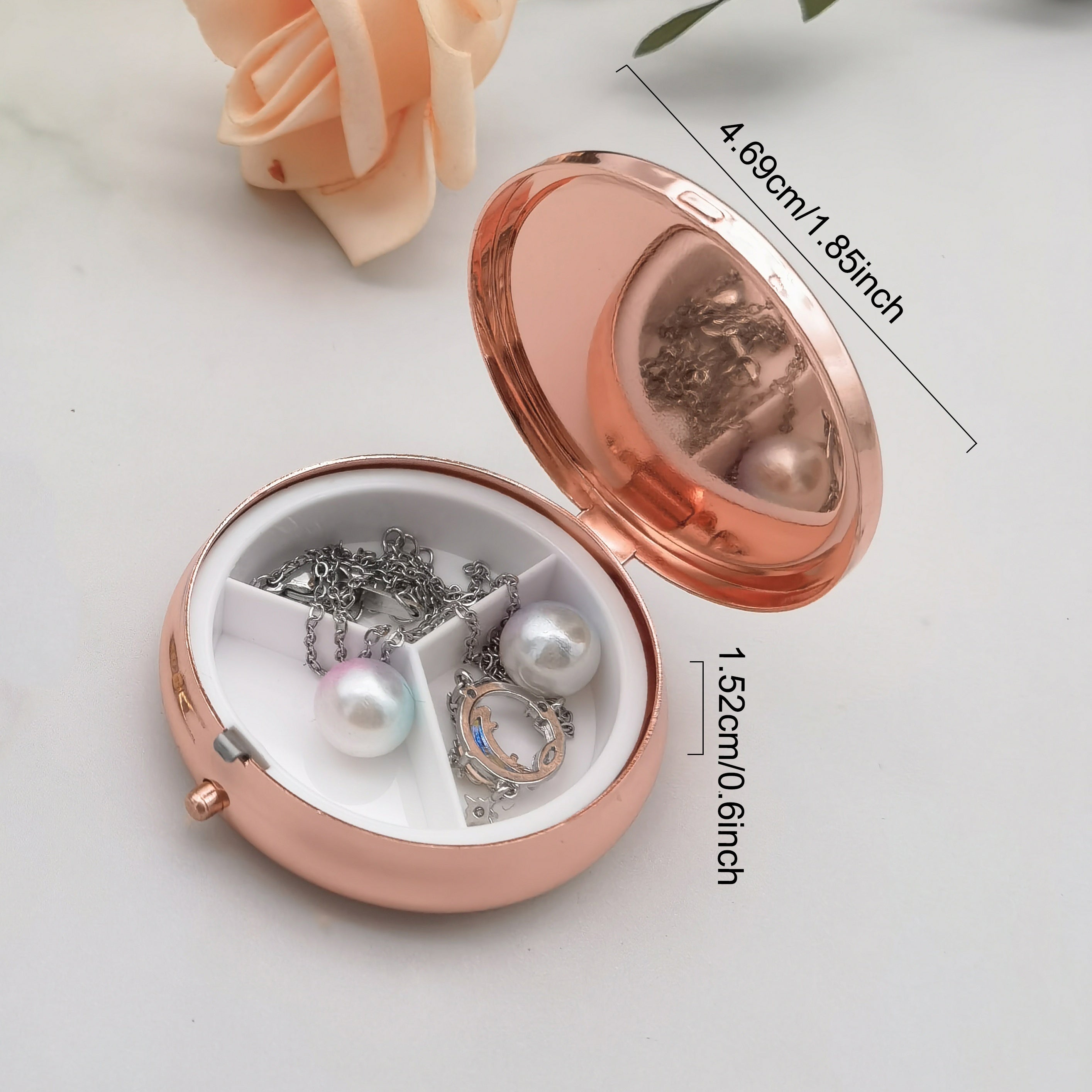 Rose Gold 3 Compartment Pill Box Case Portable Tablet Vitamin Holder