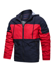 Men's Casual Zipper Block Hooded Jacket