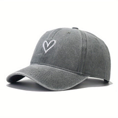 Vintage Baseball Cap Heart Embroidered Dad Hat Adjustable Sun Hats