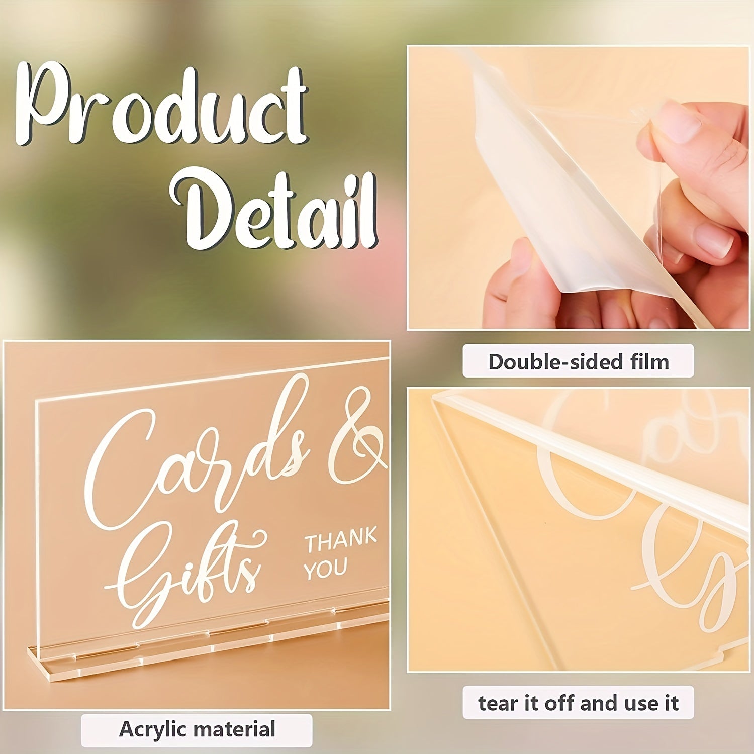 Acrylic Favors Sign Wedding Reception Sign Cards Holder Rustic Farmhouse