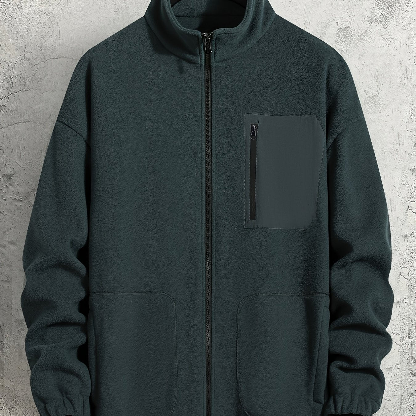 Men's Grey Polar Fleece Collar Jacket KJ010