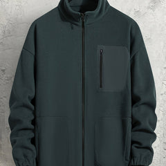 Men's Grey Polar Fleece Collar Jacket KJ010