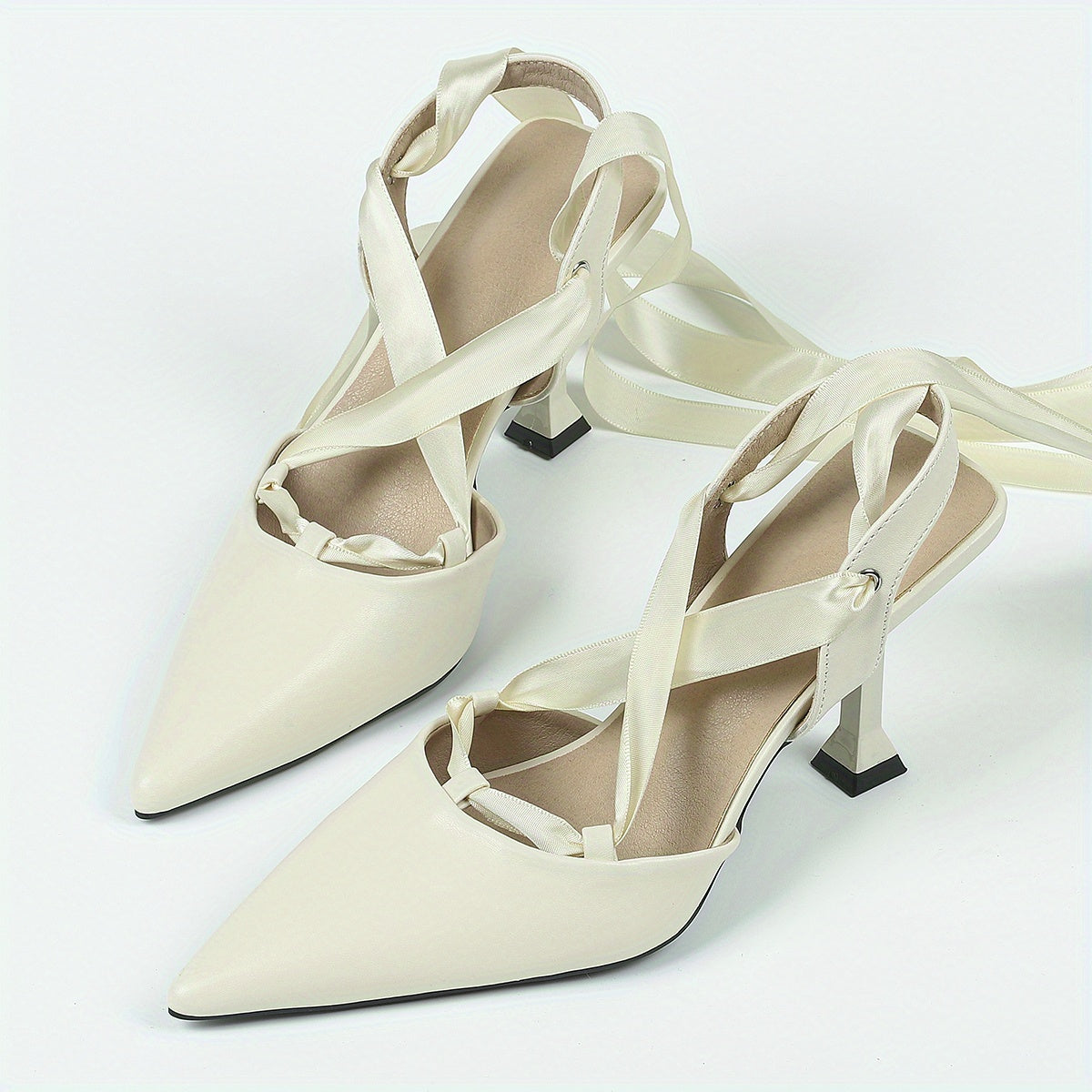 Women's Point Toe Slingback Heels Criss Cross Straps Stiletto Shoes