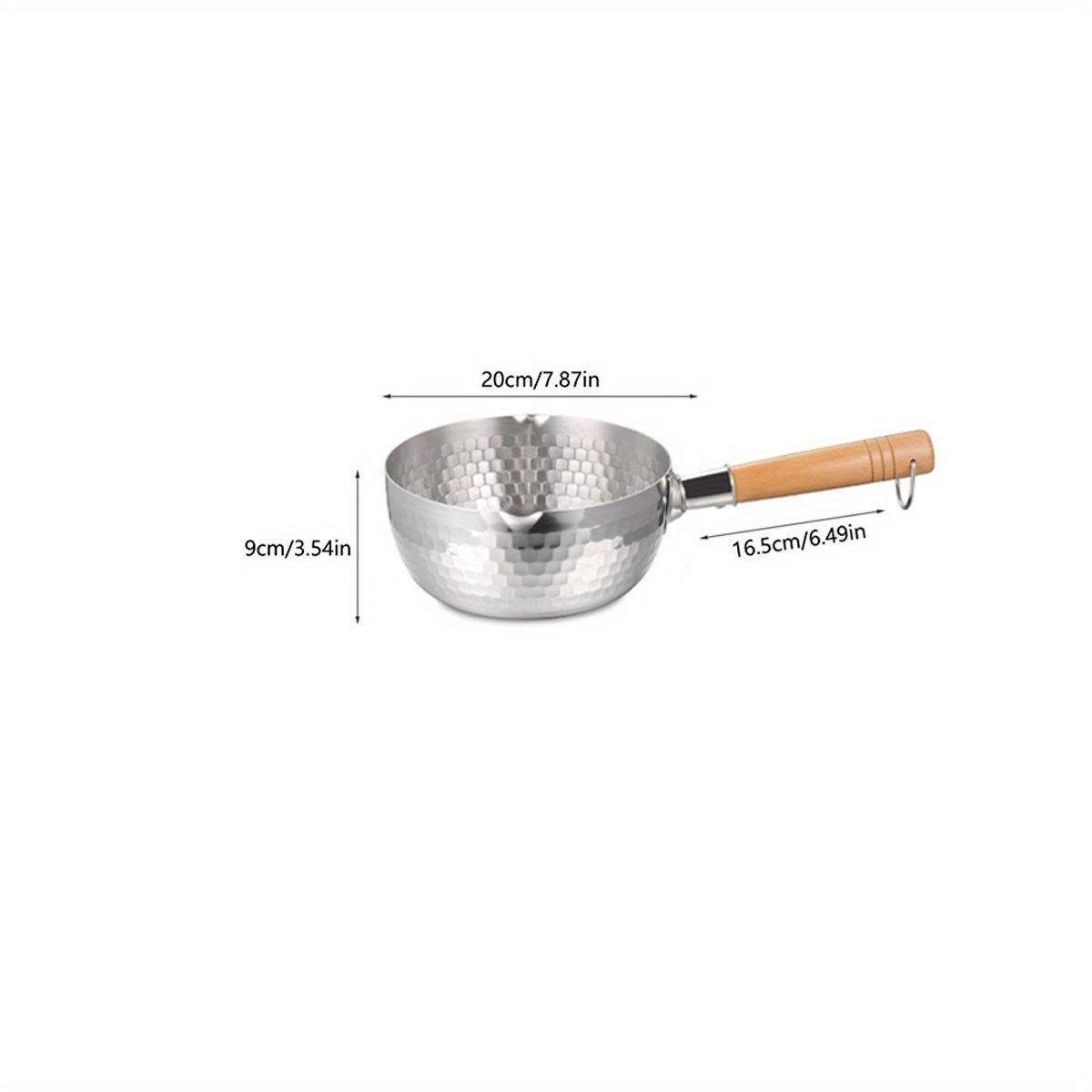 Stainless Steel Milk Pot Pan Wooden Handle for Cooking and Serving