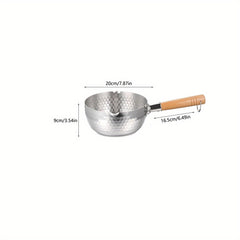Stainless Steel Milk Pot Pan Wooden Handle for Cooking and Serving