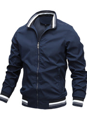 Men's Stand Collar Windbreaker Jacket for Spring Autumn