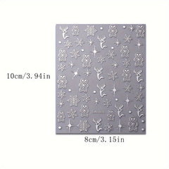 3pcs Christmas Nail Art Stickers Snowflakes Reindeer