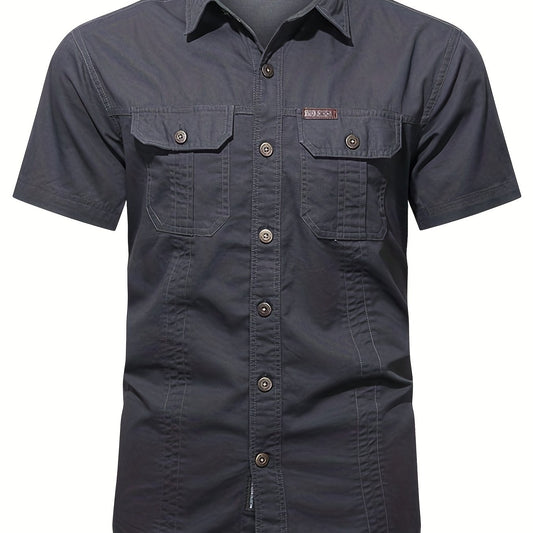 Men s Casual Short Sleeve Cotton Shirt