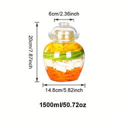 Glass Pickle Jar 1.5-2.5L Fermentation Jar with Water Seal