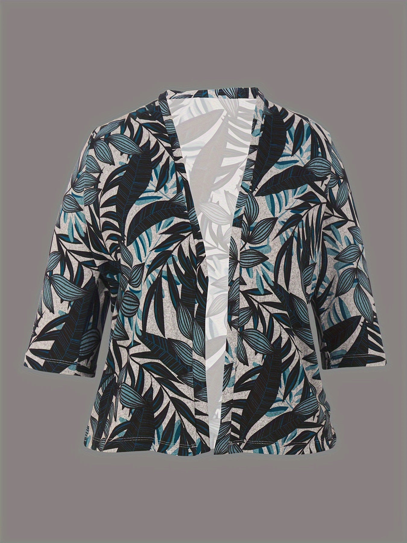 Leaf Print Half Sleeve Cardigan