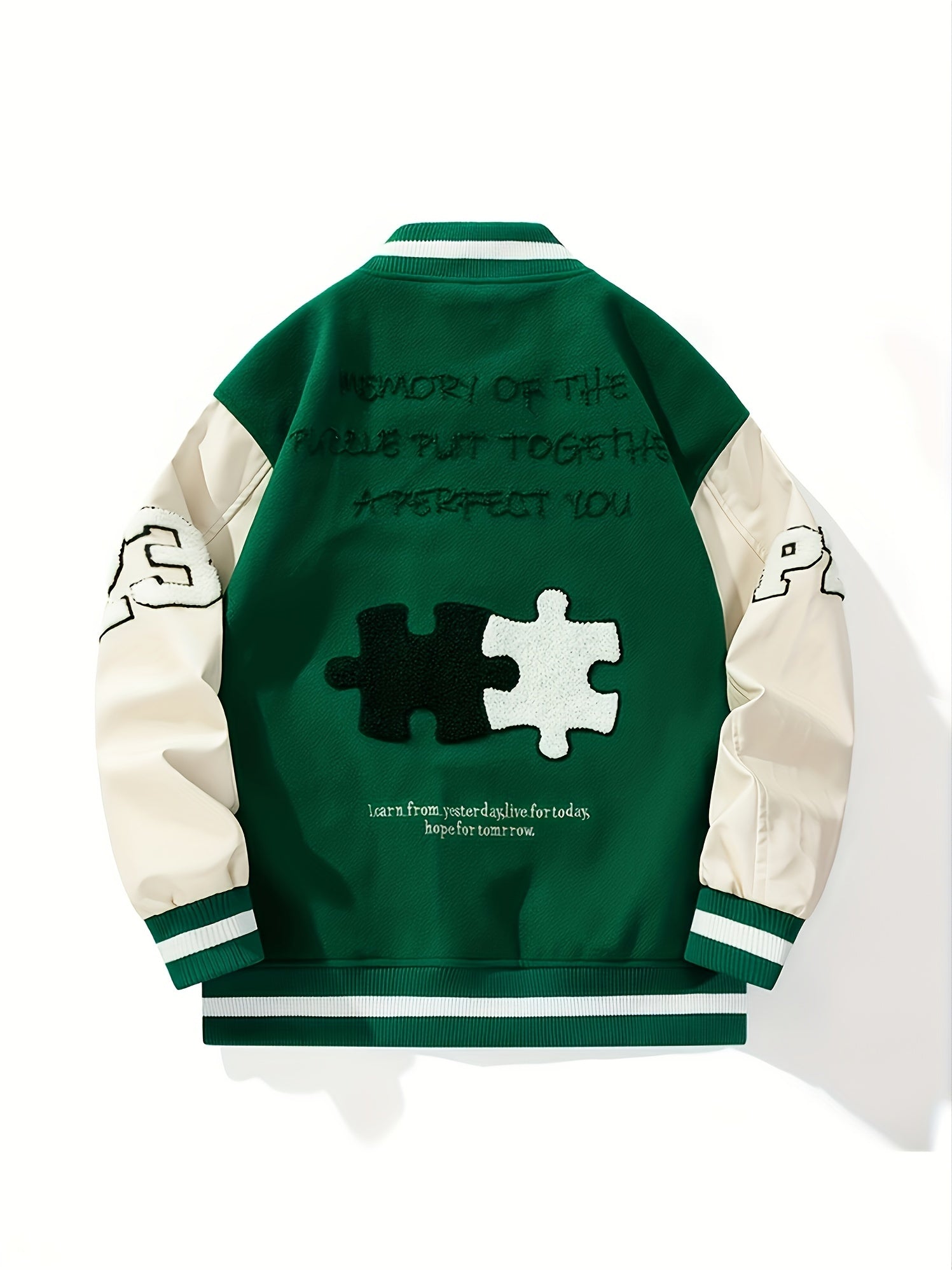Men's Embroidered Varsity Jacket for Spring/Fall