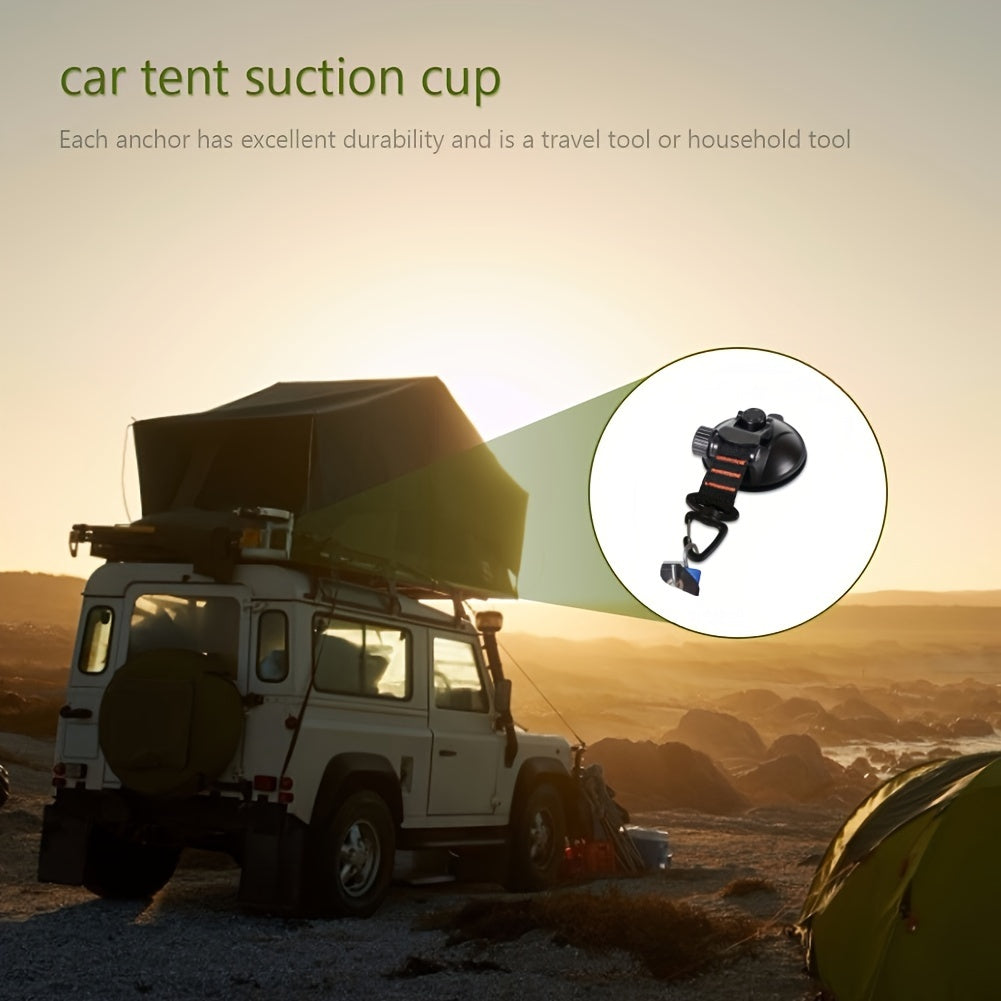 4pc Outdoor Camping Tent Suction Cup Hooks, Reusable Single/Double Hook Cups