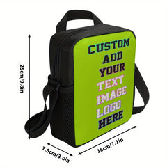 Personalized Neon Green Lunch Bag with Photo & Text Insulated Cooler Tote
