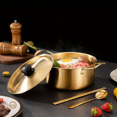 Ramen Noodle Pot With Lid 18cm Double Handle Cookware