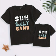 ''SUN SALT SAND'' Kids Family Matching T-shirt Boys Mommy Daddy