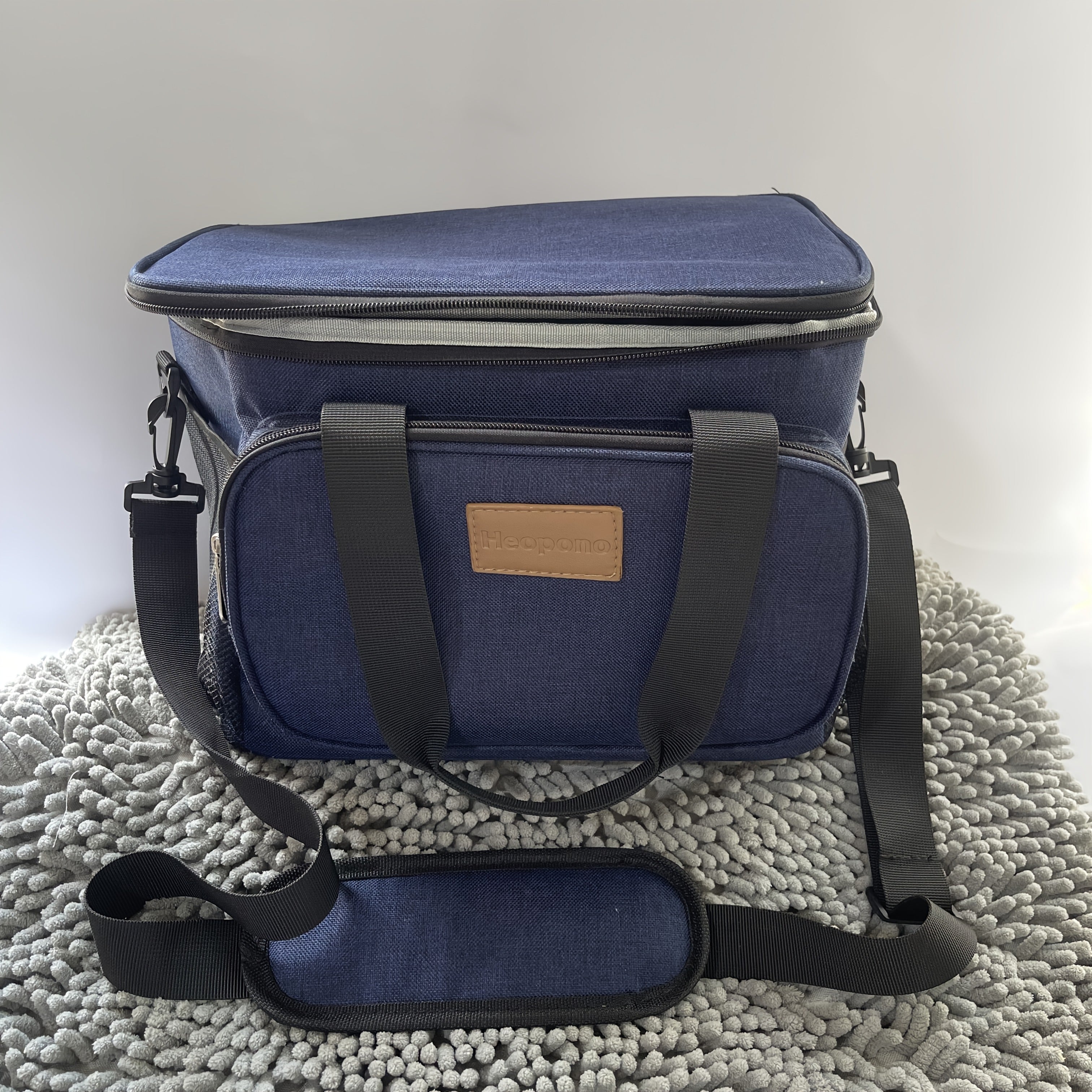 Large Capacity Insulated Lunch Bag High Oxford Fabric Dual Zipper Compartments