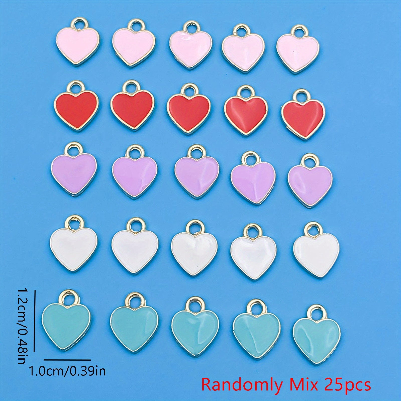 Enamel Heart Shaped Charms Pendants Set for DIY Jewelry Making