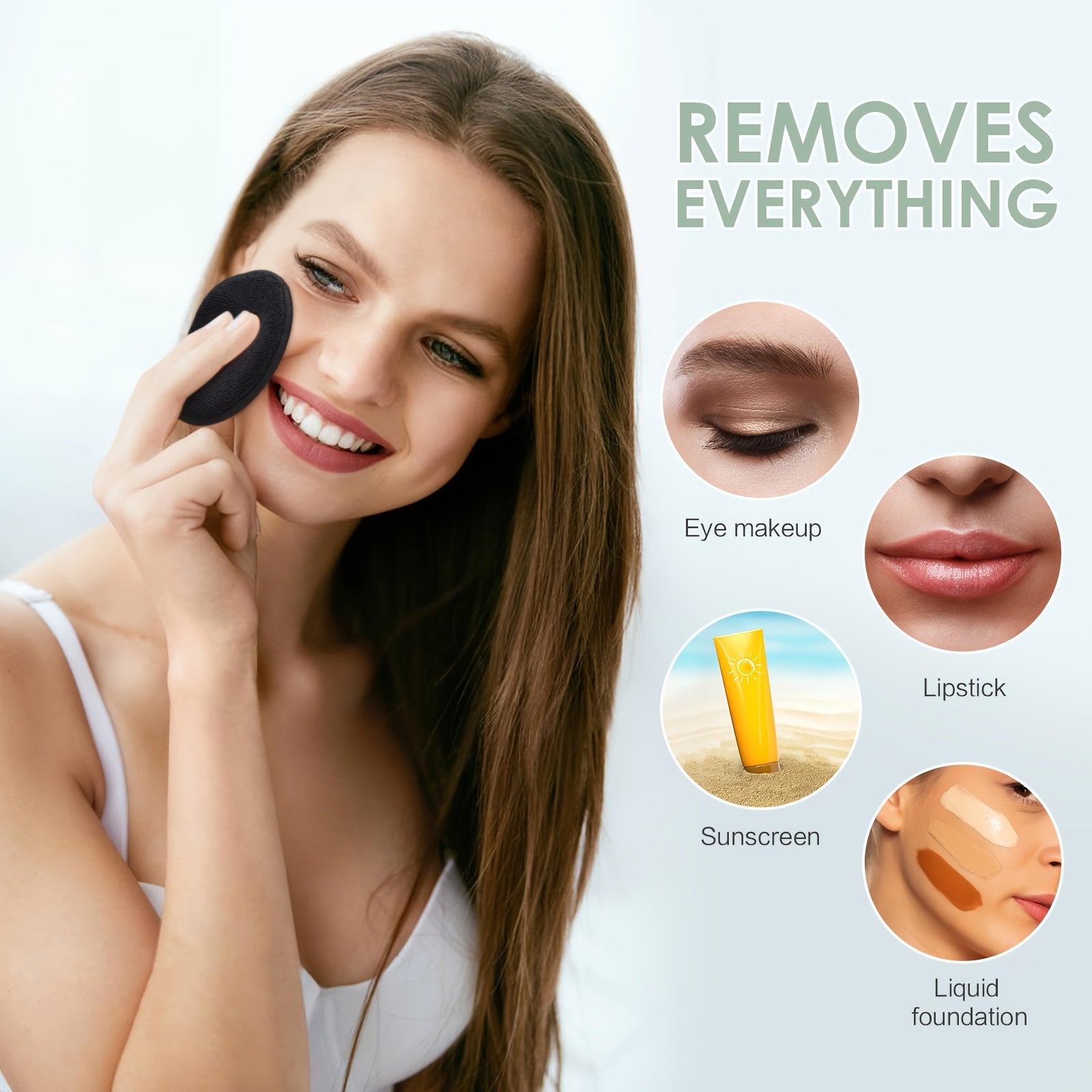 Reusable Makeup Remover Pads 12 Pack Microfiber Facial Cleaning Puff