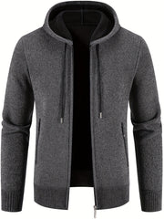 Men's Warm Fleece Hooded Jacket Solid Sport Sweatshirt Zip Up