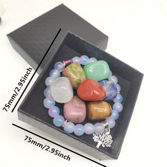 7 Chakras Natural Polished Stones Healing Crystals Bracelet Set