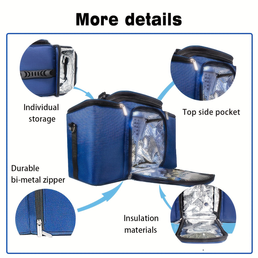 Navy Insulated Cooler Bag Large Capacity Foldable Reusable Soft Oxford Fabric