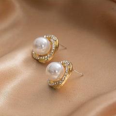 Vintage Faux Pearl Stud Earrings Ear Jewelry For Women