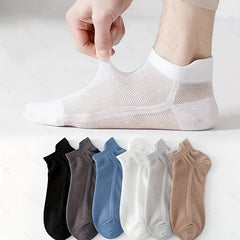 5pairs Boys Kids Casual Thin Mesh Low Ankle Socks For Spring Summer