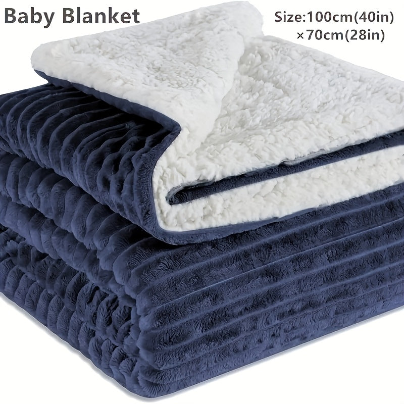 Navy Sherpa Fleece Baby Blanket Reversible Warmth for Kids & Toddlers