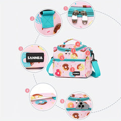 Pink Insulated Lunch Bag Water Resistant Crossbody Picnic Tote