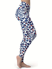 Peacock Feather Print High Waisted Yoga Running Leggings