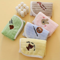 5pcs Animal Design Kid's Towels Soft Coral Fleece Polyester Absorbent Bibs