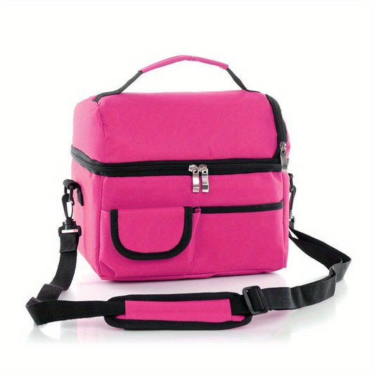 Dual Compartment Lunch Bag Reusable Insulated Tote Leak Proof Lunch Box