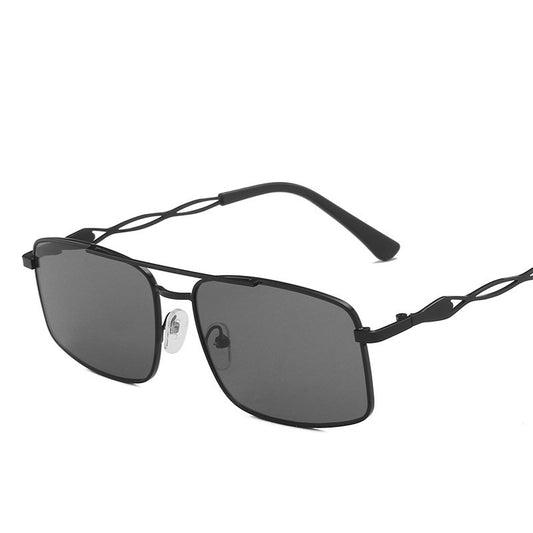 Square Frame Metal Aviator Sunglasses for Women