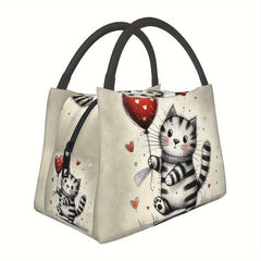 Cat Print Insulated Lunch Bag Reusable Thermal Food Container Leak Proof Cooler