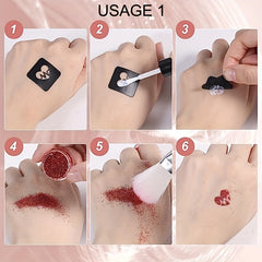 Temporary Glitter Tattoo Kit 24 Colors 200 Stencils 5 Brushes 3 Glue