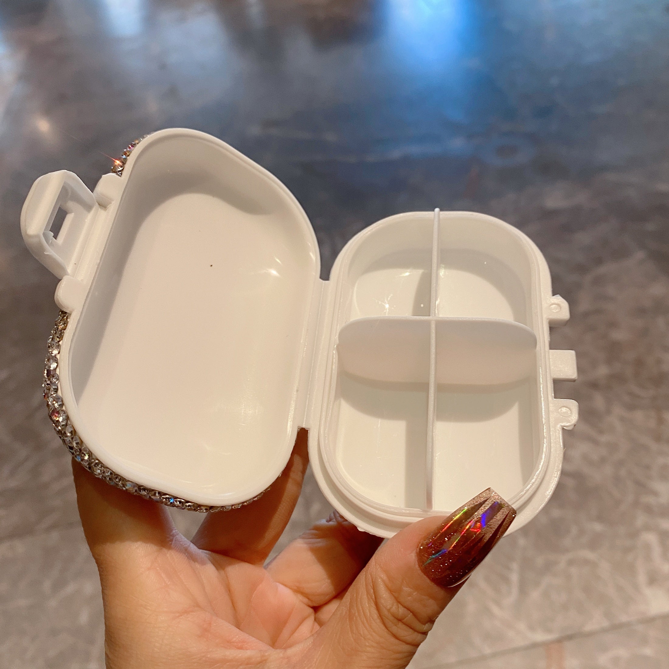 Diamond Pill Box High Capacity Portable Medicine Storage Travel