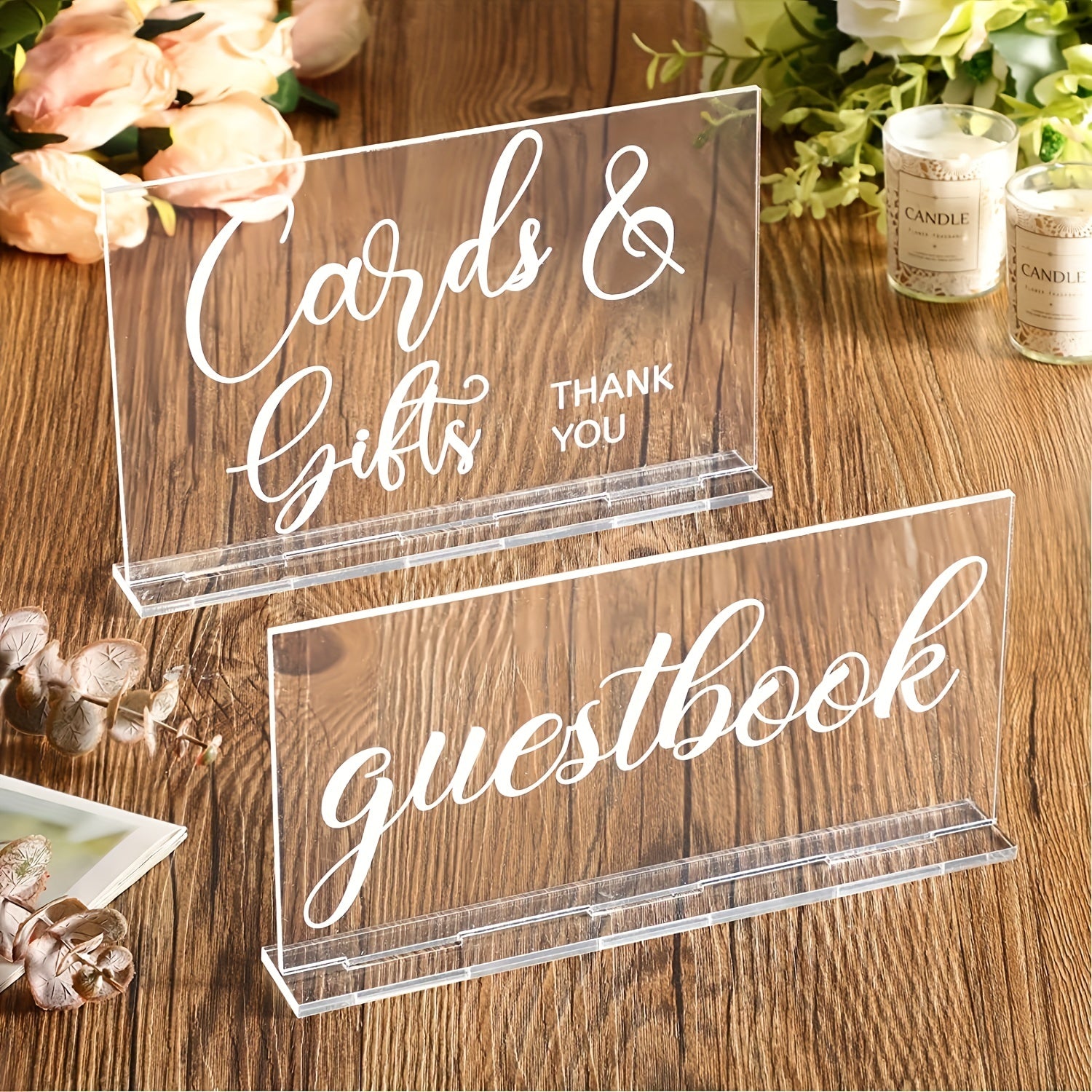 Acrylic Favors Sign Wedding Reception Sign Cards Holder Rustic Farmhouse