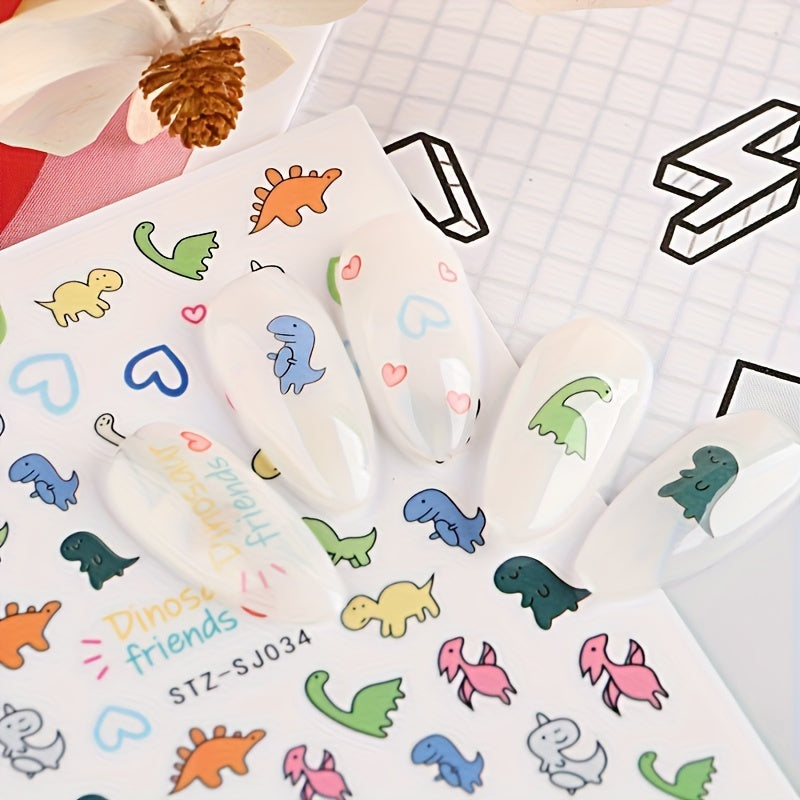 Cute Cartoon Nail Art Stickers Dinosaur Pig Dog Designs