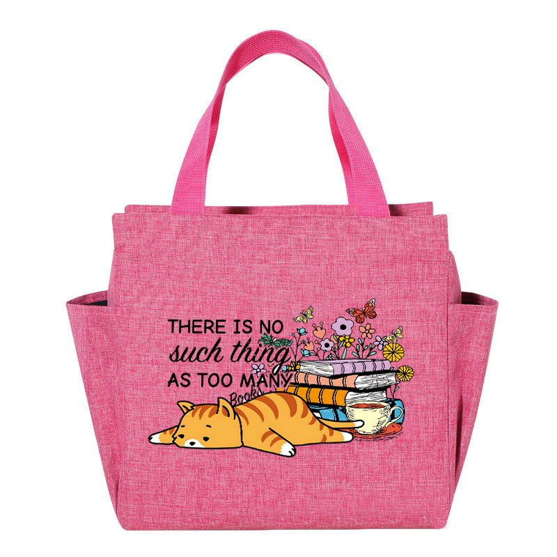 Tired Cat Insulated Lunch Bag Oxford Cloth Cooler Box Portable Food Stor