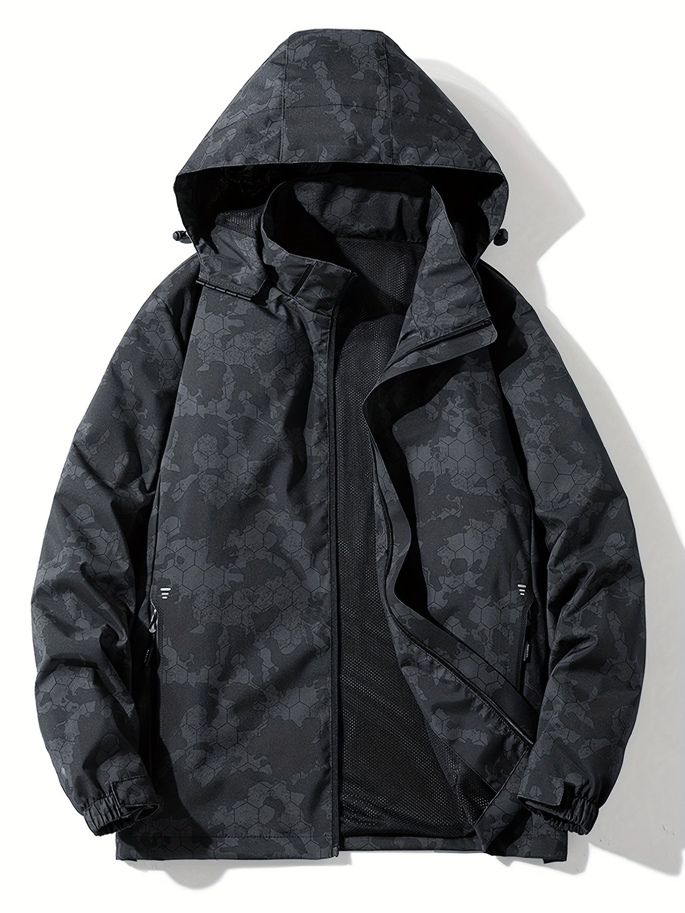 Detachable Hood Waterproof Camo Pattern Men's Jacket