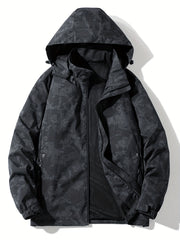 Detachable Hood Waterproof Camo Pattern Men's Jacket