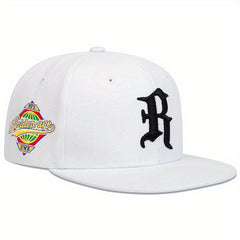 Gothic R Embroidery Snapback Hat Solid Hip Hop Baseball Cap Unisex